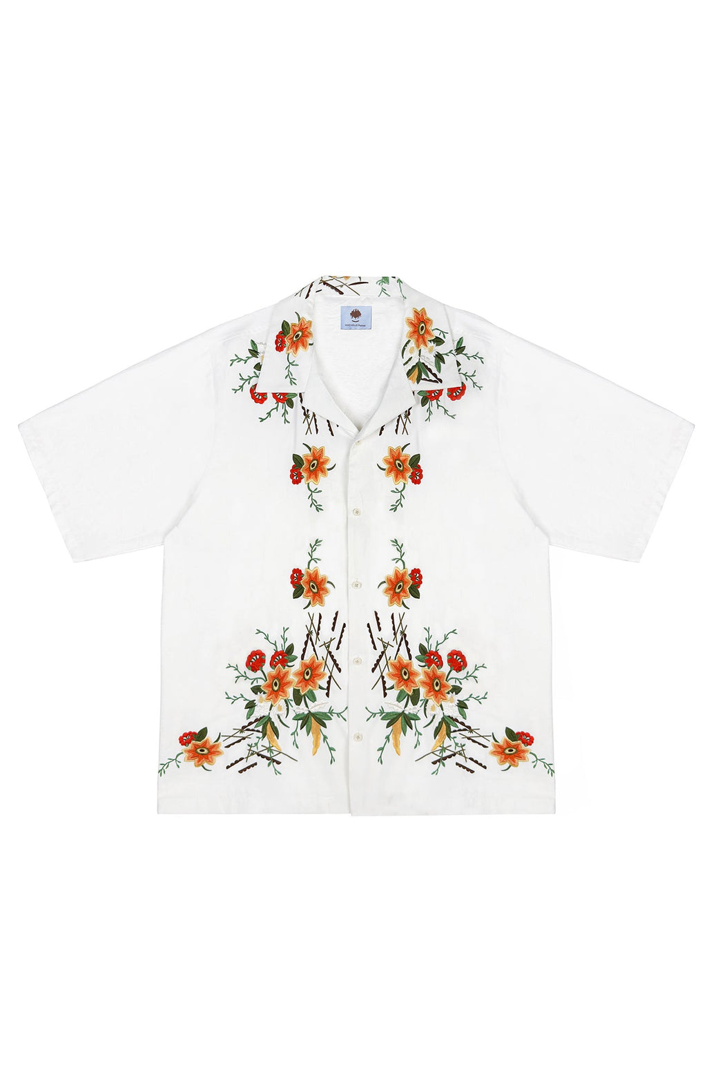MIICHOUS Botanical Embroidered Half Shirt