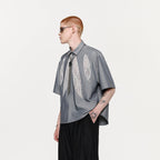 TIWILLTANG Leaf Lace Paneled Half Shirt