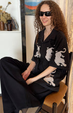 MIICHOUS Tiger Butterfly Satin Embroidered Half Shirt