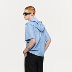 TIWILLTANG Hidden Placket Detachable Hood Half Shirt