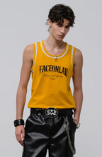 FACEONLAB Lace Trim Gothic Letters Sleeveless Tank