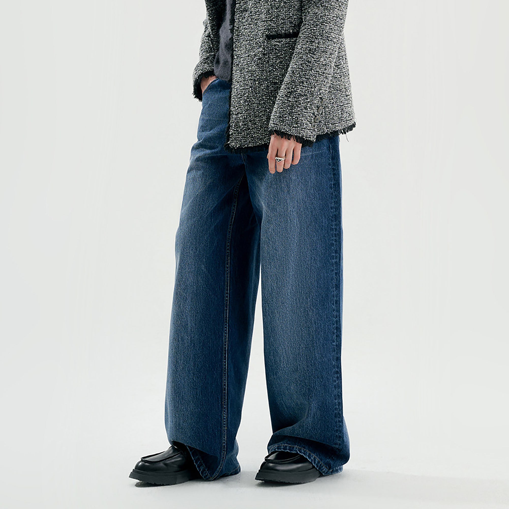 TIWILLTANG Retro Button-Up Straight-Leg Jeans