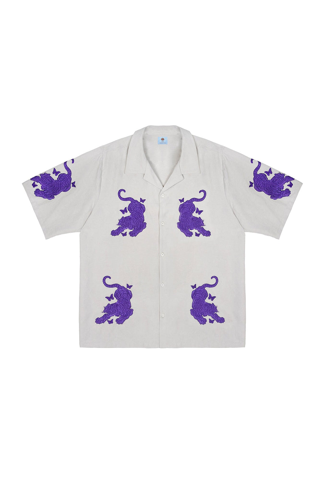MIICHOUS Tiger Butterfly Satin Embroidered Half Shirt