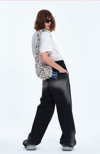 TIWILLTANG Layered Sweatband Washed Denim Pants