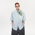 TIWILLTANG Floral Diamond Layered Pocket Half Shirt