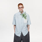 TIWILLTANG Floral Diamond Layered Pocket Half Shirt