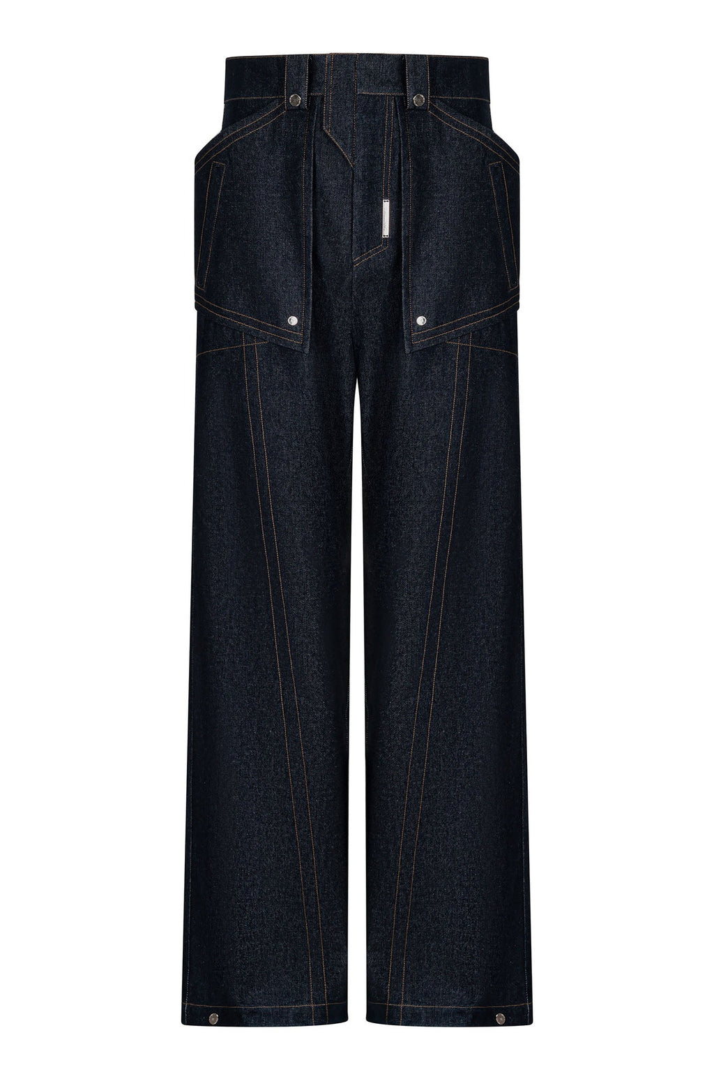 TIWILLTANG Contrast Stitched Straight-Leg Jeans