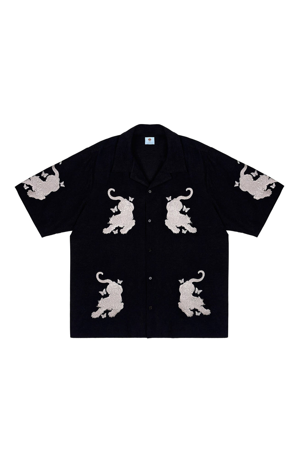 MIICHOUS Tiger Butterfly Satin Embroidered Half Shirt