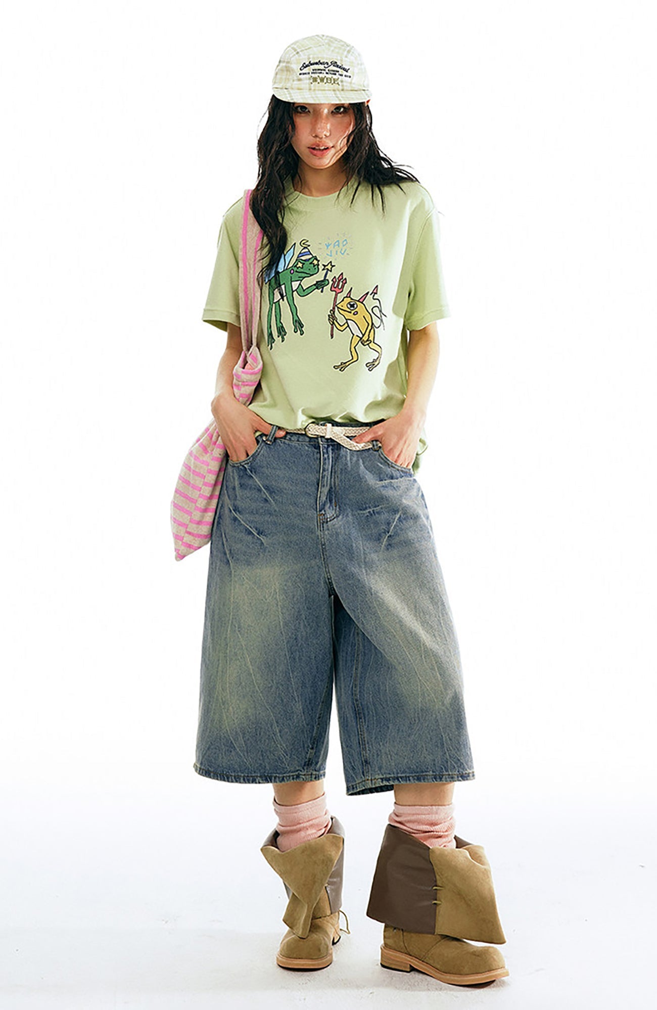 1997 POSTOFFICE Washed Wide-Leg Denim Shorts