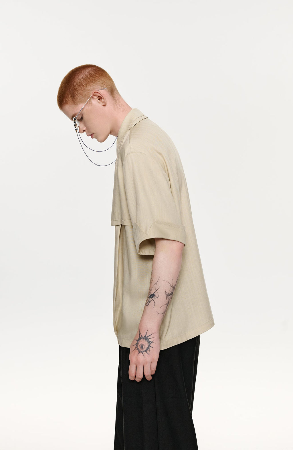 TIWILLTANG Layered Lapel Half Shirt