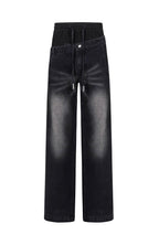 TIWILLTANG Layered Sweatband Washed Denim Pants