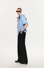 TIWILLTANG Hidden Placket Detachable Hood Half Shirt