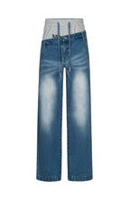 TIWILLTANG Layered Sweatband Washed Denim Pants