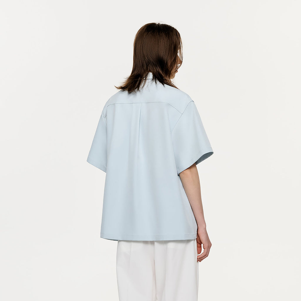 TIWILLTANG Floral Diamond Layered Pocket Half Shirt