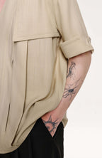 TIWILLTANG Layered Lapel Half Shirt