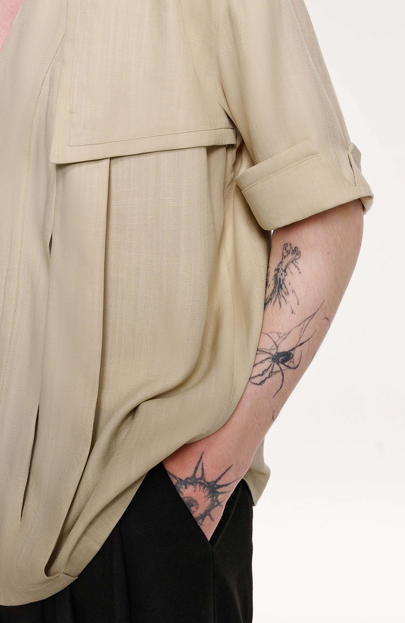 TIWILLTANG Layered Lapel Half Shirt