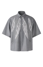 TIWILLTANG Leaf Lace Paneled Half Shirt