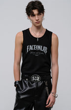 FACEONLAB Lace Trim Gothic Letters Sleeveless Tank