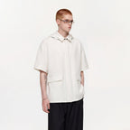 TIWILLTANG Hidden Placket Detachable Hood Half Shirt