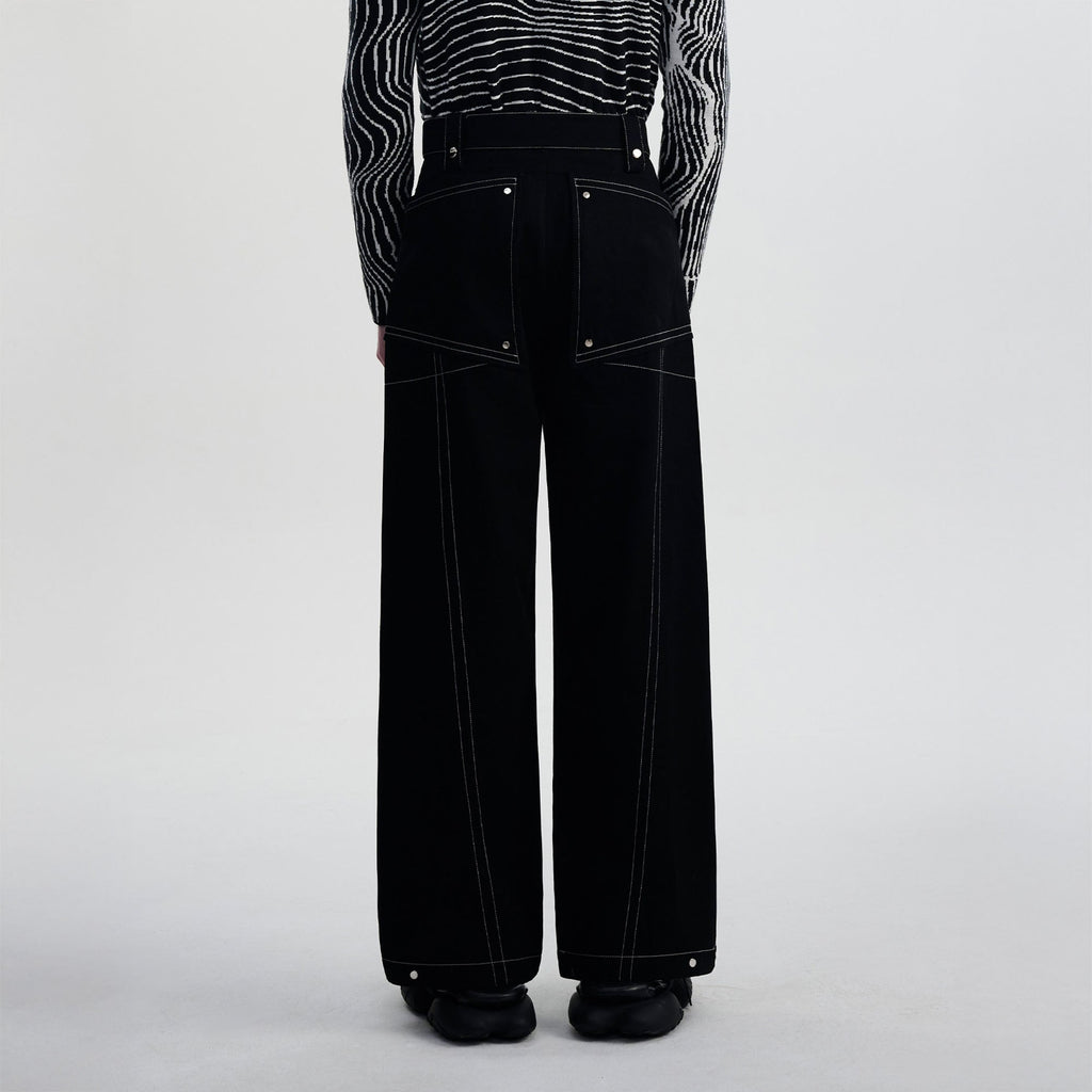 TIWILLTANG Contrast Stitched Straight-Leg Jeans