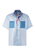 TIWILLTANG Contrast Tie-Neck Sheer Half Shirt