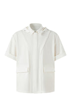 TIWILLTANG Hidden Placket Detachable Hood Half Shirt