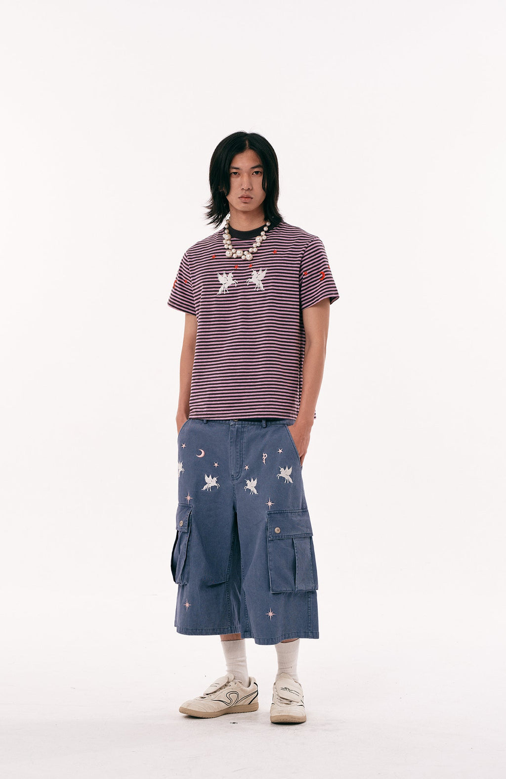PASET Unicorn Embroidered Cargo Shorts