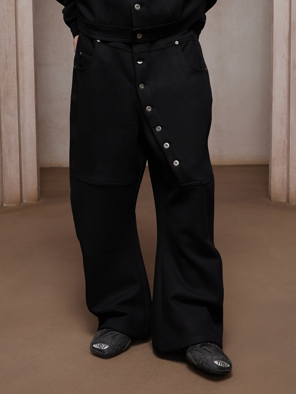 DND4DES Asym Buttoned Wool-Blend Oversized Pants