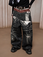 DND4DES Triple-Waist Graphic Wide-Leg Denim Pants