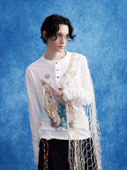 OIPWORD Treasure Map Henley Long-Sleeve Tee