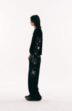 PASET Camo Double Waist Embroidered Jeans