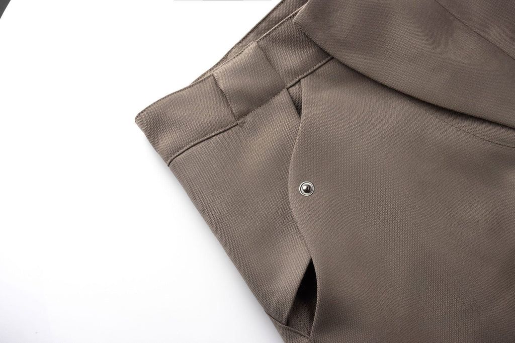ESAIAS Layered Flap-Knee Wool-Blended Wide-Leg Trousers