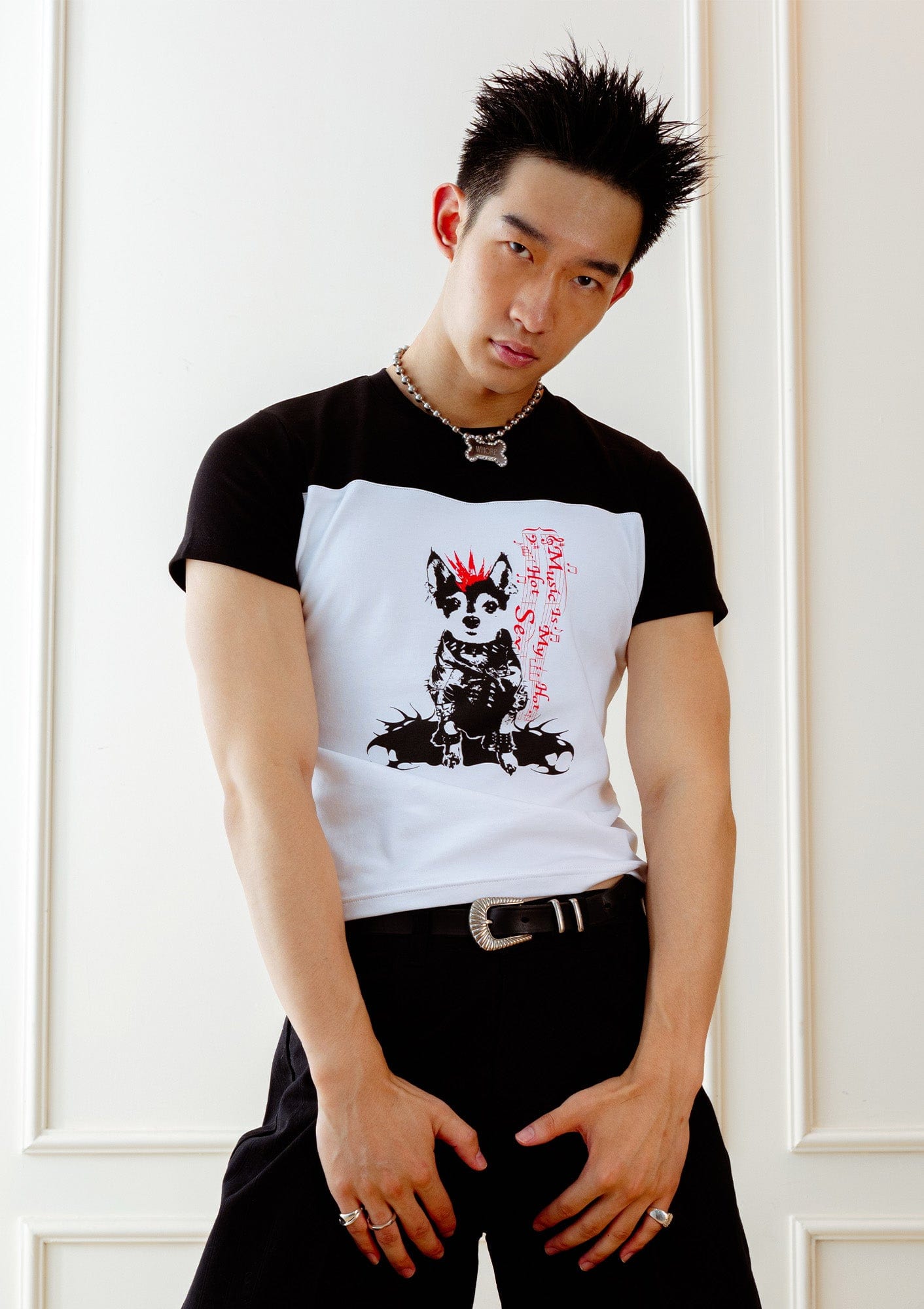 KADAKADA Punk Pup Graphic Spliced T-Shirt