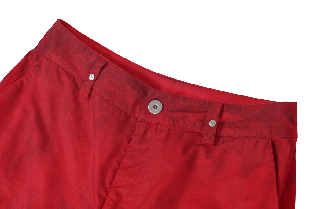 UNDERWATER Burnt Red Dirty-Dyed Moleskin Cargo Pants