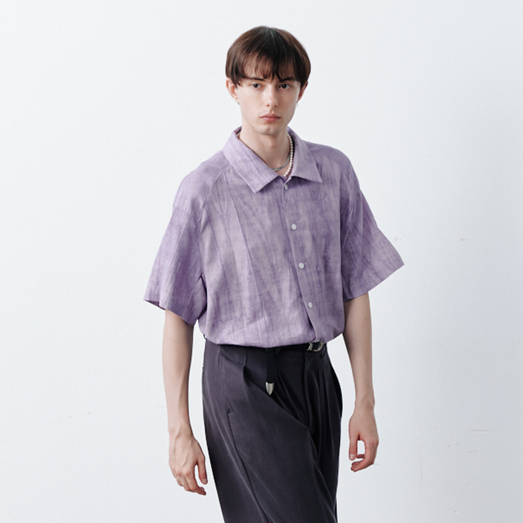 GRAINMUSTARD Crinkled Linen-Cotton Half Shirt