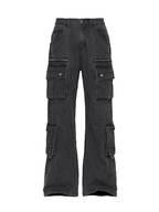 CATSSTAC Washed Multi-Pocket Utility Straight-Leg Jeans