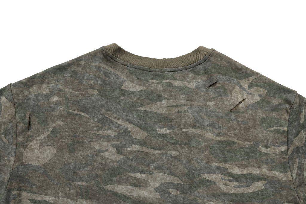 UNDERWATER Distressed Camo Oversized T-Shirt