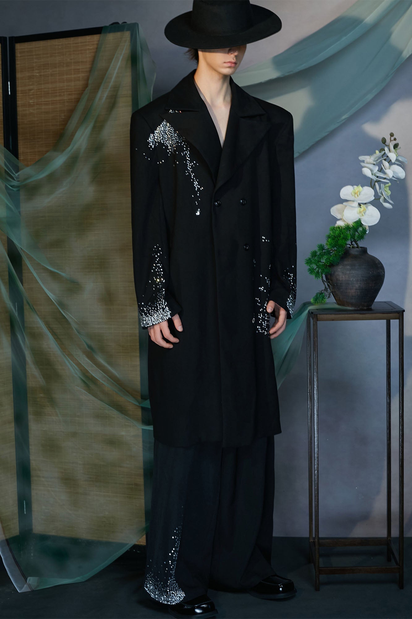 JIECHI Diamond Wide-Leg Pants