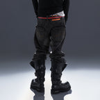 PCCVISION Washed Paneled Straight-Leg Denim