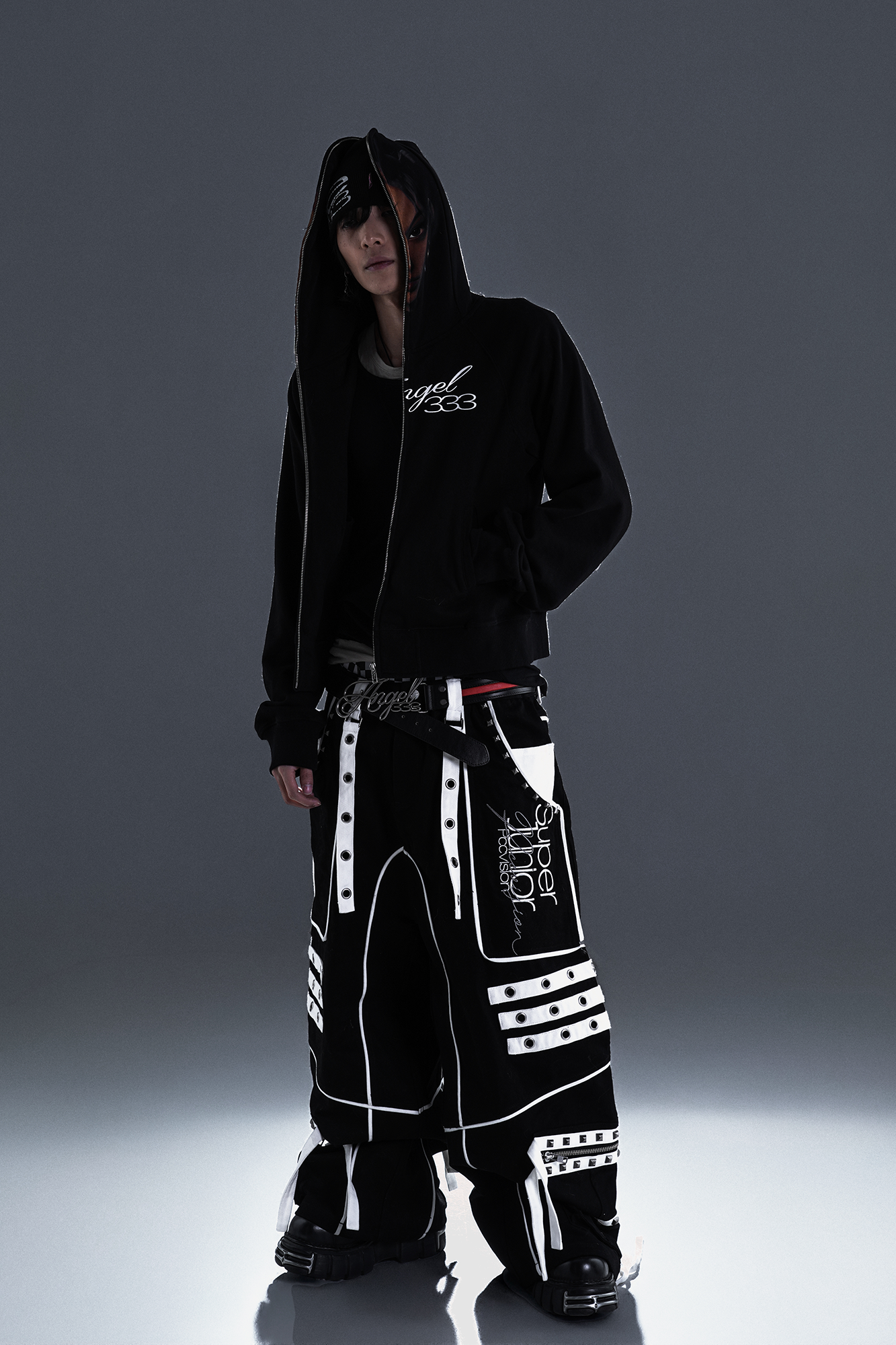 PCCVISION Studded Embroidered Baggy Pants