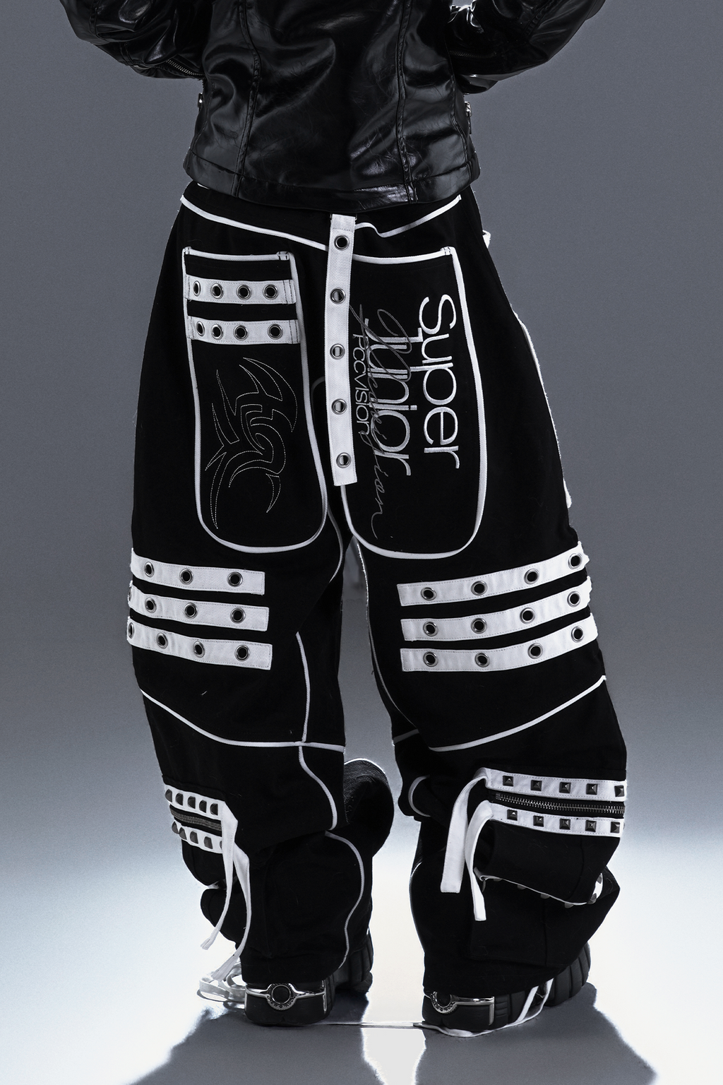 PCCVISION Studded Embroidered Baggy Pants