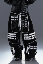 PCCVISION Studded Embroidered Baggy Pants