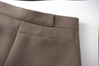 ESAIAS Layered Flap-Knee Wool-Blended Wide-Leg Trousers