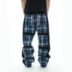 VINKID Plaid Paneled Wide-Leg Jeans