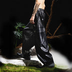 RELABEL Multi-Pocket Pleated Faux Leather Wide-Leg Pants