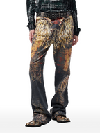 CYCYCY Feather Full-Print Slim Flared Jeans