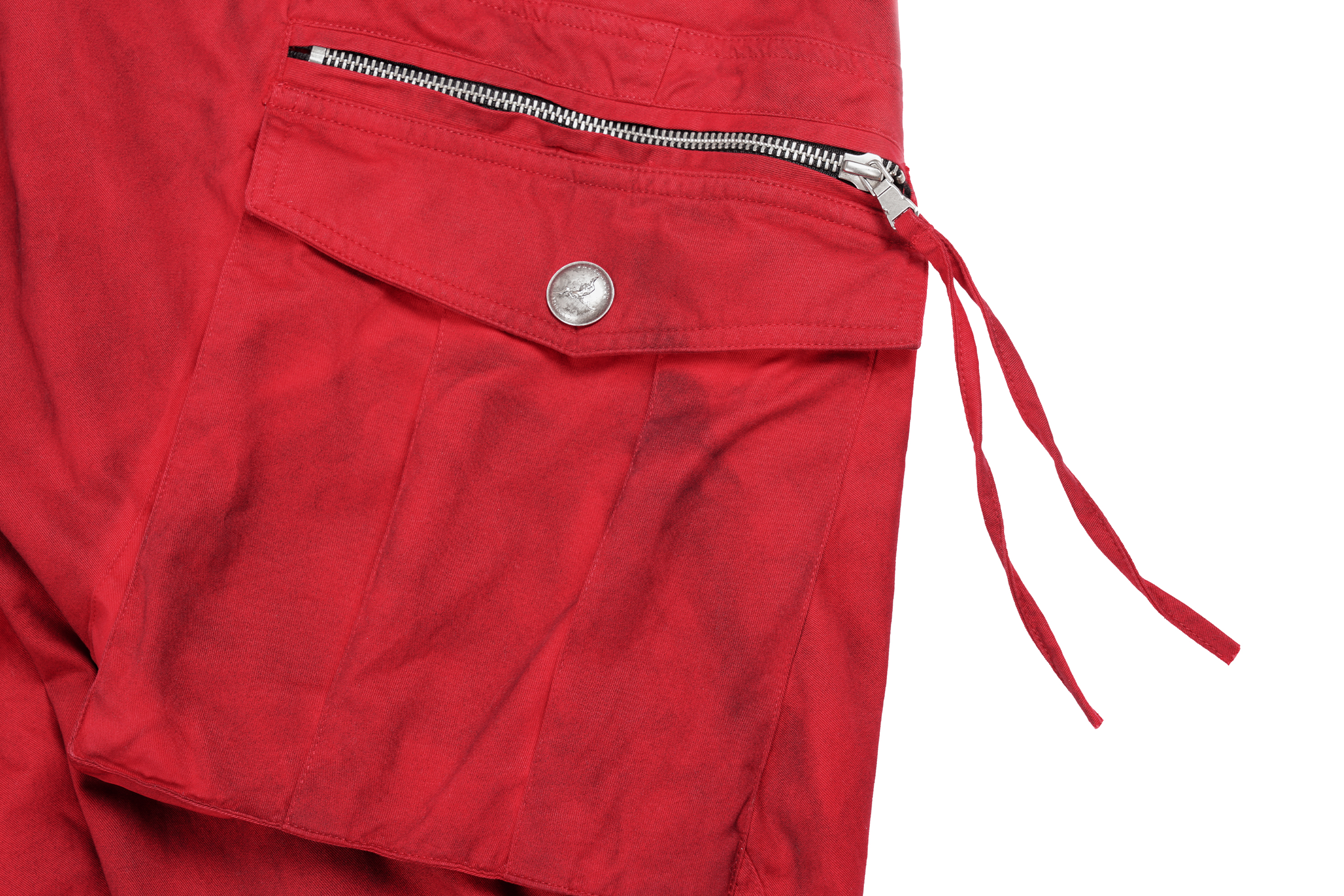 UNDERWATER Burnt Red Dirty-Dyed Moleskin Cargo Pants