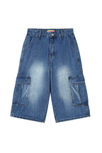 CLP Retro Multi-Pocket Knee-Length Denim Shorts