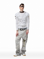 CYCYCY Floral Lace Full-Print Flared Jeans