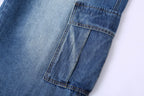 CLP Retro Multi-Pocket Knee-Length Denim Shorts